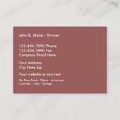 Carte De Visite Brique pavant le service (Dos)