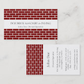 Carte De Visite Brique rouge du feu du maçon W/W de brique (Devant / Derrière)