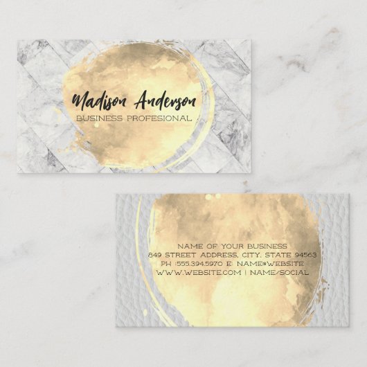 Carte De Visite Briques de marbre | Or brossé (Devant / Derrière)