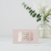 Carte De Visite Brise-brosse chic | Faux Rose Gold avec logo (Debout devant)