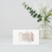 Carte De Visite Brise-brosse chic | Faux Rose Gold avec logo (Debout devant)