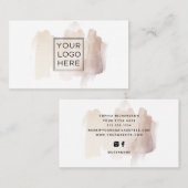 Carte De Visite Brise-brosse chic | Faux Rose Gold avec logo (Devant / Derrière)