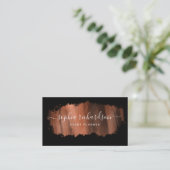 Carte De Visite Brise-brosse chic | Faux Rose Gold en noir (Debout devant)
