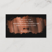 Carte De Visite Brise-brosse chic | Faux Rose Gold en noir (Dos)
