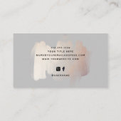 Carte De Visite Brise-brosse chic | Faux Rose Gold sur Soft Grey (Dos)