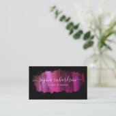 Carte De Visite Brise-brosse chic | Faux rose sur noir (Debout devant)