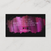 Carte De Visite Brise-brosse chic | Faux rose sur noir (Dos)