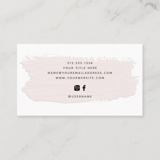 Carte De Visite Brise-brosse Chic Pastel | Rose clair sur blanc (Dos)