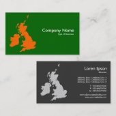 Carte De Visite British Isles - Orange sur Green (Devant / Derrière)