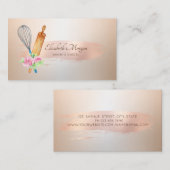 Carte De Visite Broche à broche à rouleaux Rose à brosse d'or (Devant / Derrière)