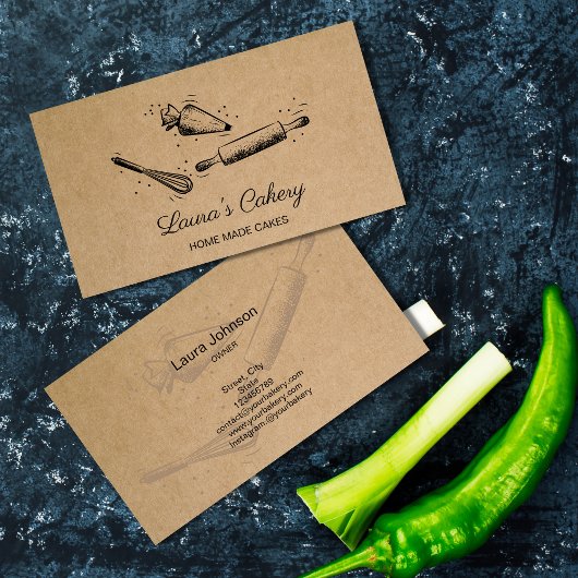 Carte De Visite broche à rouler & whisky cupcake Bakery Papier art