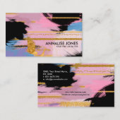 Carte De Visite Broches de peinture et lignes or - pastels (Devant / Derrière)