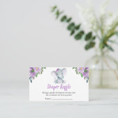 Carte De Visite Brochure à Baby shower Eléphant Violet (Debout devant)