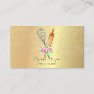 Carte De Visite Brochure à broche Rose Gold Confetti Boulangerie