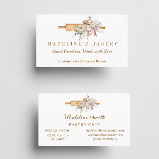 Carte De Visite Brochure à rouleaux pour boulangerie Floral Boho