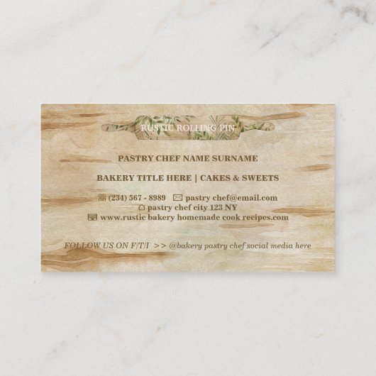 Carte De Visite Brochure Rustique Florale Pin à rouleaux Chef (Dos)