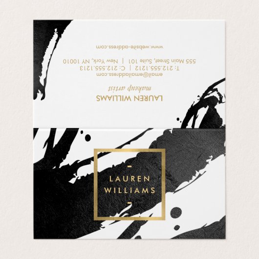 Carte De Visite Brochures Abstraites d'encre noire (Extérieur déplié)