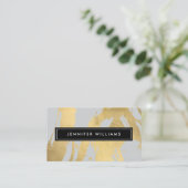 Carte De Visite Brochures Abstraites Faux Gold sur Grey III (Debout devant)