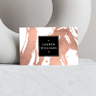 Carte De Visite Brochures Abstraites Rose or sur blanc