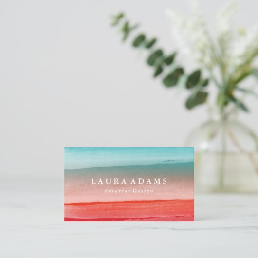 Carte De Visite Brochures Abstraites Rouge Turquoise (Debout devant)