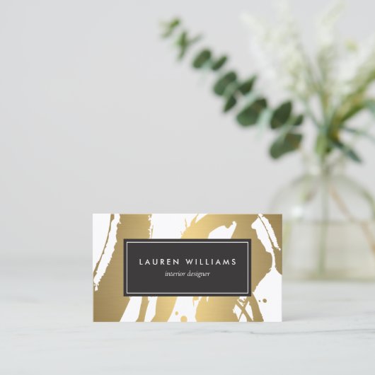Carte De Visite Brochures en or élégant et Abstrait III (Debout devant)