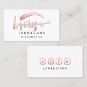 Carte De Visite Brochures Logo Microblade Médias sociaux White Ros (Devant / Derrière)