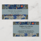 Carte De Visite Broderie chinoise bleu d'oiseau Vintage (Devant / Derrière)