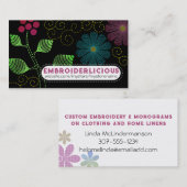 Carte De Visite Broderie de couleur personnalisée coutures fleurs (Devant / Derrière)