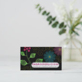 Carte De Visite Broderie de couleur personnalisée coutures fleurs (Debout devant)