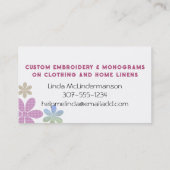 Carte De Visite Broderie de couleur personnalisée coutures fleurs (Dos)