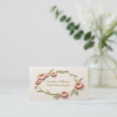 Carte De Visite Broderie florale rose (Debout devant)