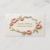 Carte De Visite Broderie florale rose (Devant)
