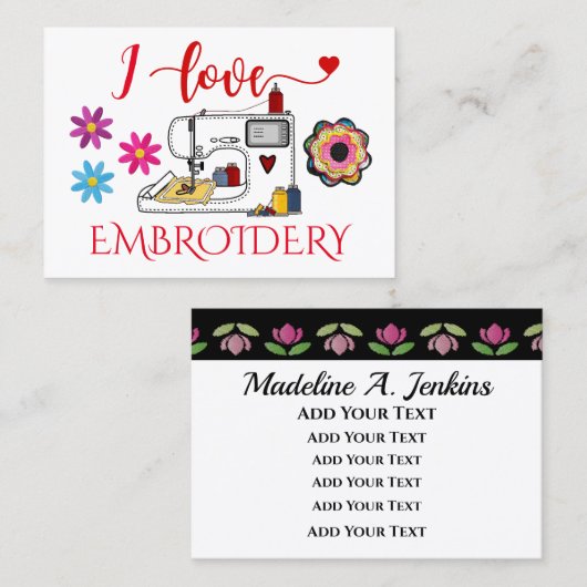 Carte De Visite Broderie - Mode - Marque (Devant / Derrière)