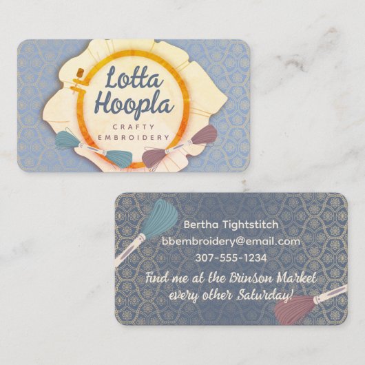 Carte De Visite Broderie salon de couture de fil de cerceau (Devant / Derrière)