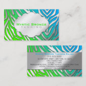 Carte De Visite Bronzage bleu et vert au néon d'impression de (Devant / Derrière)