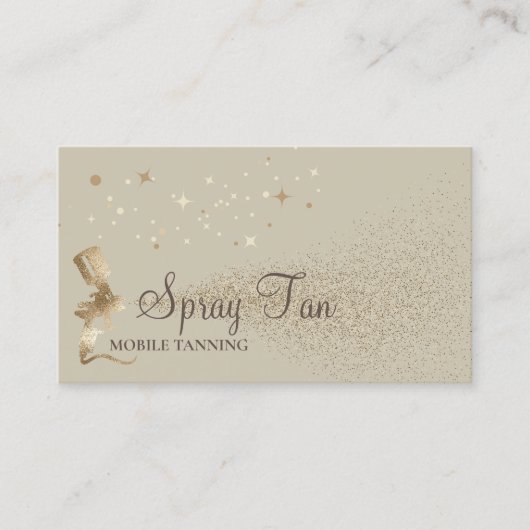 Carte De Visite Bronzage en or étincelant beige (Devant)