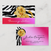 Carte de visite bronzant Rouge rose Blonde femme (Devant / Derrière)