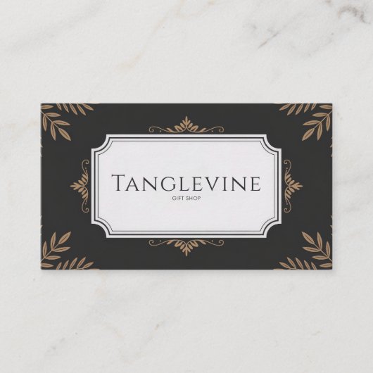 Carte De Visite Bronze botanique formel et classique noir (Devant)