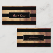 Carte De Visite Bronze de cuivre et rayures noires Chic Glam moder (Devant / Derrière)
