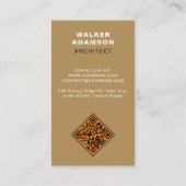 Carte De Visite Bronze et noir mat modernes (Monogramme QR) (Dos)