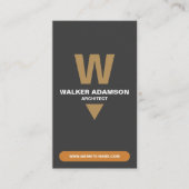 Carte De Visite Bronze et noir mat modernes (Monogramme QR) (Devant)