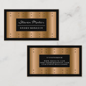 Carte De Visite Bronze métallique avec Rivets | Bordure noire (Devant / Derrière)