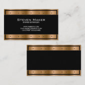 Carte De Visite Bronze métallique avec Rivets | Bordure noire (Devant / Derrière)