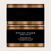 Carte De Visite Bronze métallique avec Rivets | Bordure noire (Extérieur déplié)