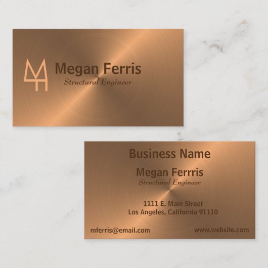 Carte De Visite Bronze simple (Devant / Derrière)