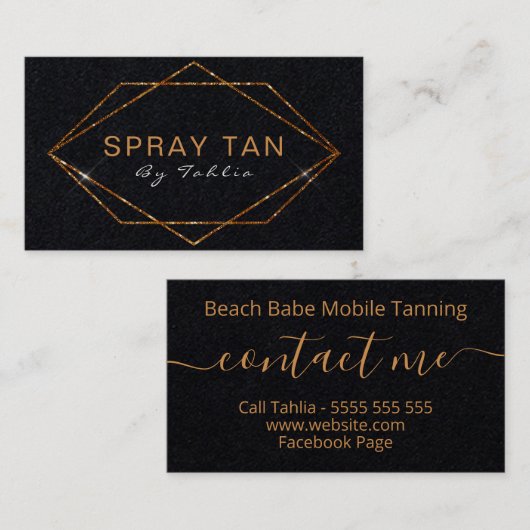 Carte De Visite Bronze simple Parties scintillant Black Mobile Spr (Devant / Derrière)