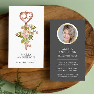 Carte De Visite Bronze vintage Bronze Key Immobilier Agent Photo