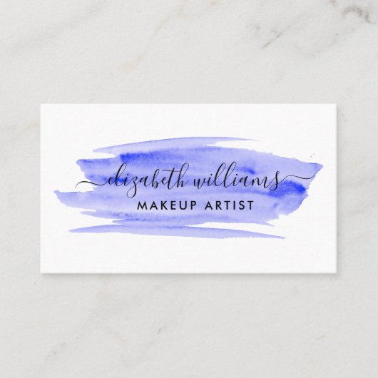 Carte De Visite Brosse à aquarelle de script moderne | Bleu (Devant)