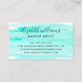 Carte De Visite Brosse à aquarelle de script moderne | Turquoise (Dos)