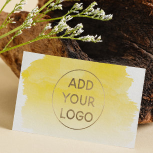 Carte De Visite Brosse à aquarelle jaune téléchargez votre logo